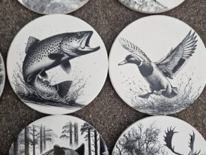 Ceramic Hunting & Fishing Coaster Set (6-Pack)