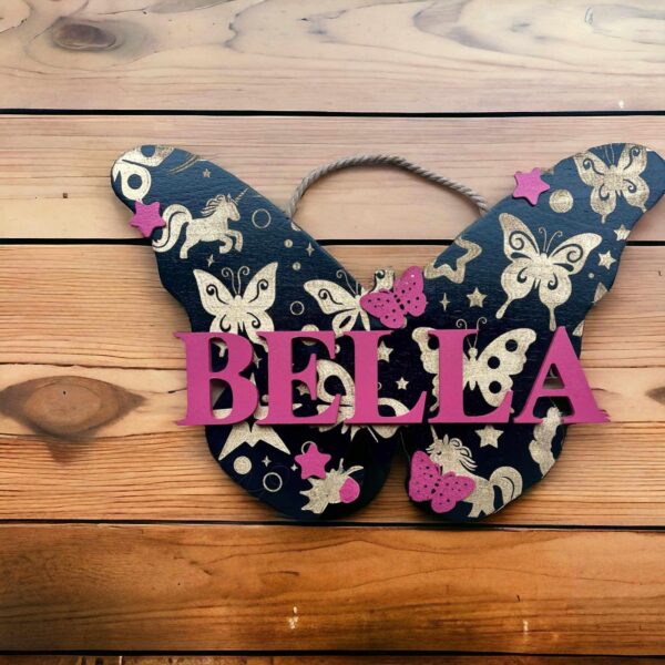 Butterflies and Unicorn Name Board