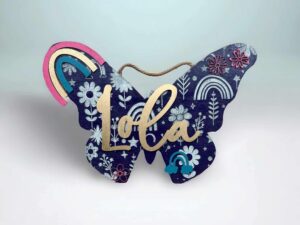 Rainbow and flowers Name Board
