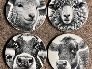 Ceramic Cow & Sheep Coaster (4-Pack)