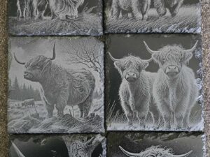 Highland Cow Slate Coasters (6-Pack)