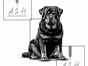 Long Haired Rotty Sitting