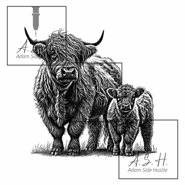 Highland Cattle & Calf