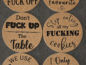 Cheeky Cork Coaster Set – Rude Sayings (6-Pack)