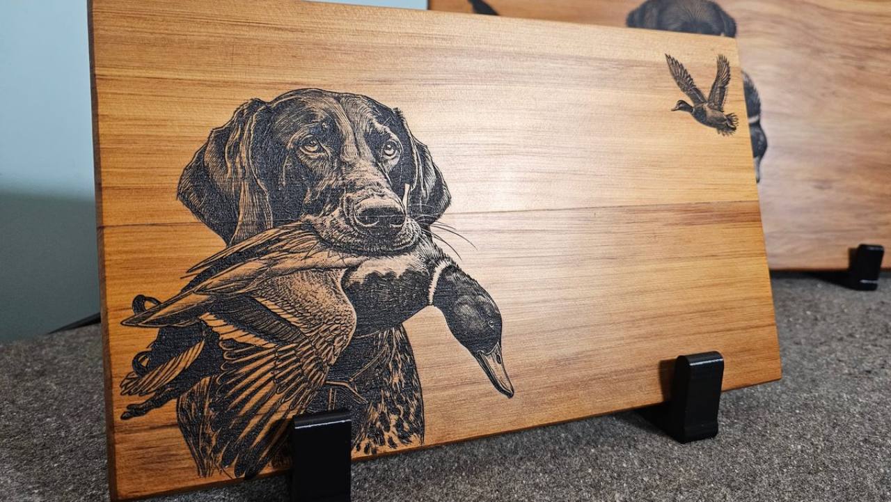 Personalised photo memorial engraved on food-safe rimu